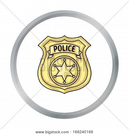 Police officer badge icon in cartoon style isolated on white background. Crime symbol vector illustration. - stock vector