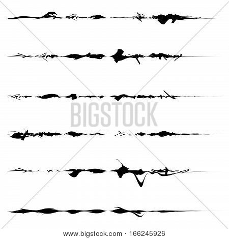 Set Of Textured, Rough And Grungy Elements Isolated On White. Elements With Scratchy, Sketchy, Damag