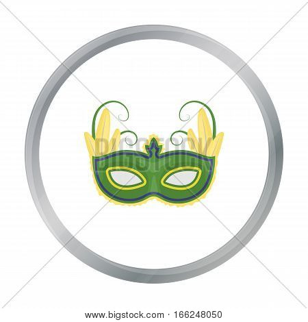 Brazilian carnival mask icon in cartoon design isolated on white background. Brazil country symbol stock vector illustration. - stock vector