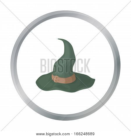 Witch's hat icon in cartoon style isolated on white background. Black and white magic symbol vector illustration. - stock vector