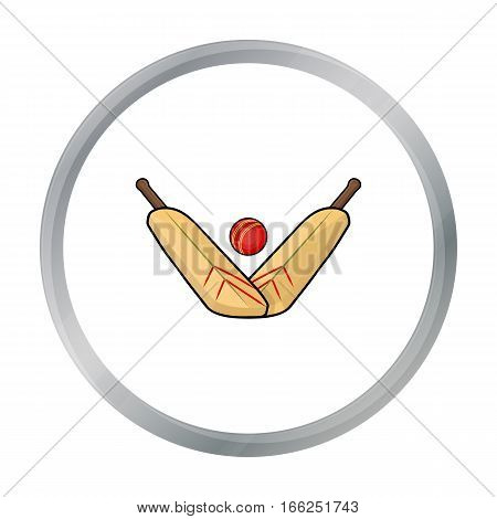 Crossed cricket bats with ball icon in cartoon design isolated on white background. Australia symbol stock vector illustration. - stock vector