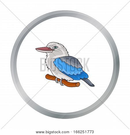 Kookaburra sitting on branch icon in cartoon design isolated on white background. Australia symbol stock vector illustration. - stock vector