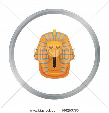 Pharaoh's golden mask icon in cartoon style isolated on white background. Ancient Egypt symbol vector illustration. - stock vector