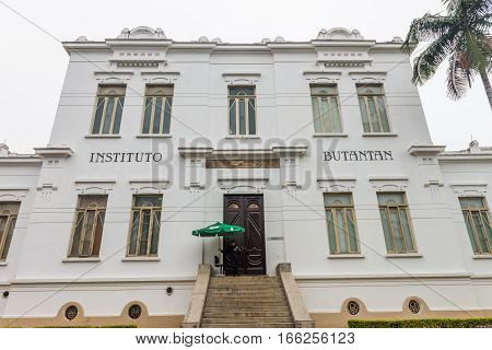 Facade Of Vital Brazil Building In Butantan Institute