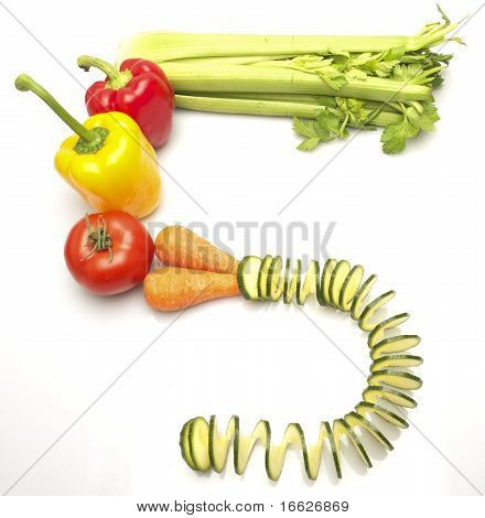 Verduras deletrear las palabras, 5 al día
