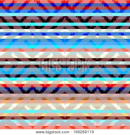 Seamless geometric pattern, based on ikat fabric style.