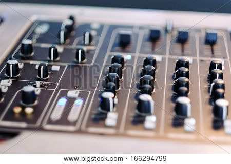 mixing conslole of vintage turntable hi fi system
