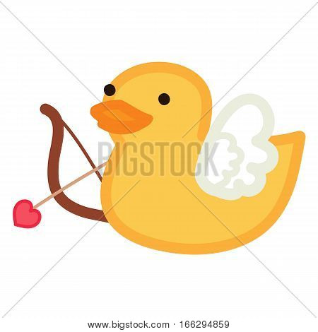 Funny yellow duck - cupid with bow and arrow