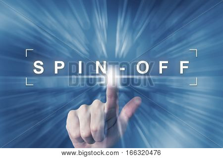 hand clicking on spin off button with zoom effect background