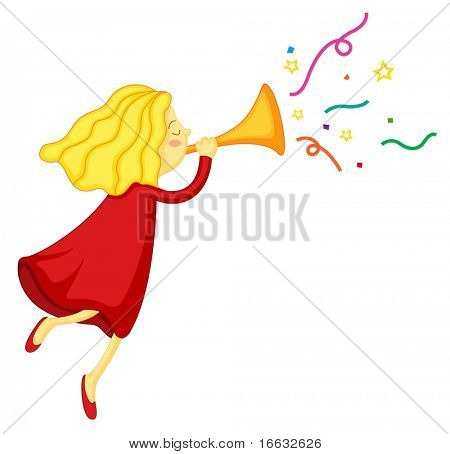 ragazza di ofa illustrazione giocando conico annoiato di strumento musicale