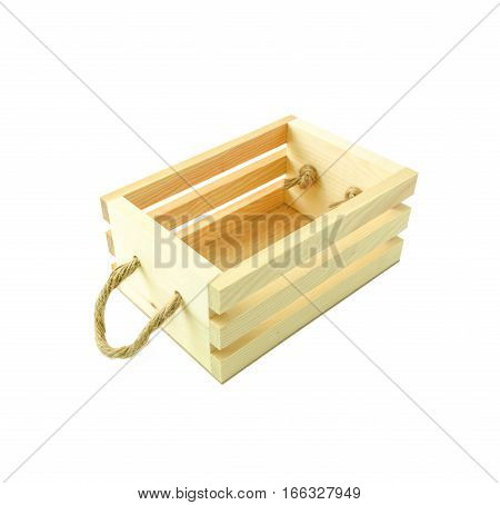 Empty wood box isolated on white background with clipping path