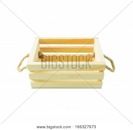Empty wood box isolated on white background with clipping path