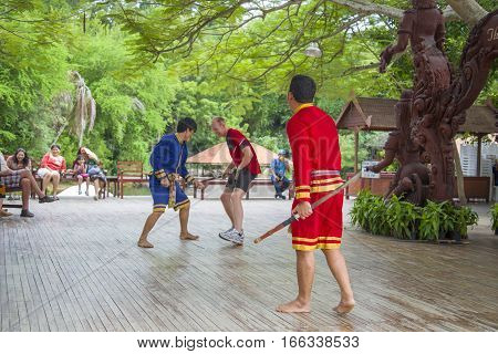 September 14, 2014. Traditional Performance Of The Actors In The Temple Of Truth., Pattaya, Thailand