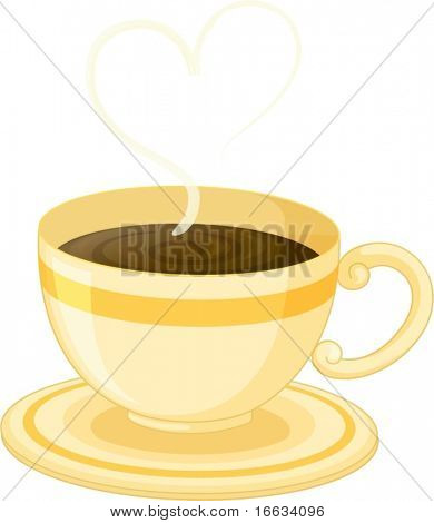 Ilustración de taza y plato en blanco