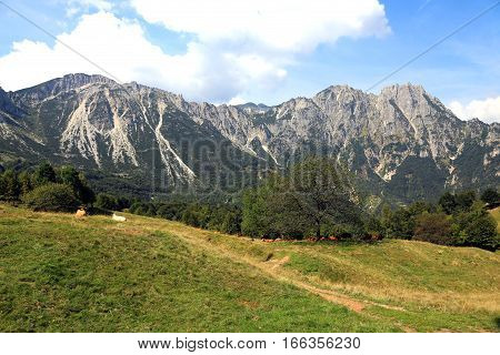 Great Landscape Of Italian Mountains Called Venetian Prealps In