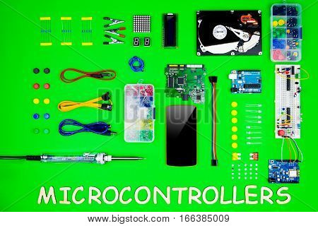 Top View Of Desktop Of  Hardware Engineer