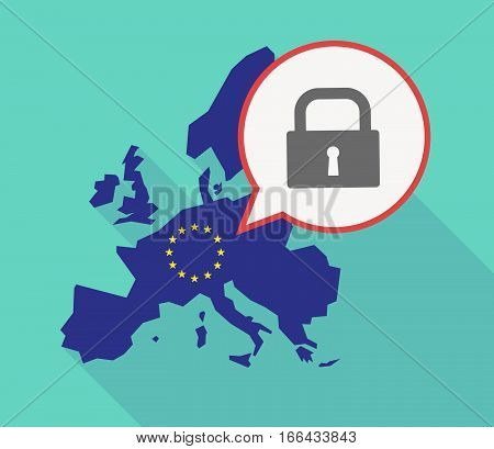 Long Shadow Eu Map With A Closed Lock Pad