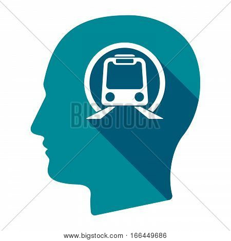 Isolated Male Head With  A Subway Train Icon