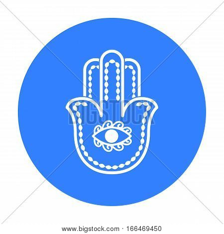 Hamsa icon in blue style isolated on white background. Religion symbol vector illustration. - stock vector