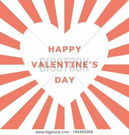 valentine day white heart shape space with sunburst background