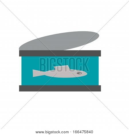 Canned fish on white backround.Flat icon illustration.