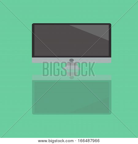 Computer flat icon with shadow. Vector illustration.