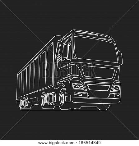 Truck Cargo Outline Freight Logo Template