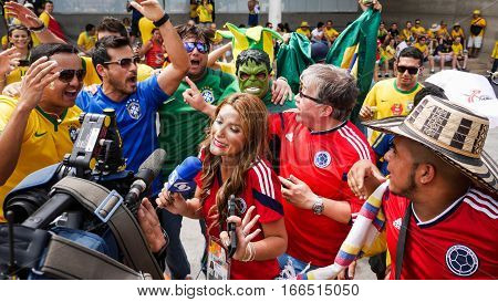Tv Reporter Overwhelmed By World Cup Soccer Fans
