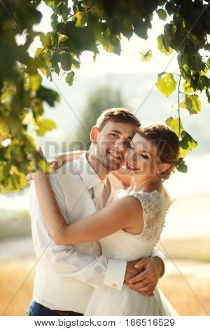 The happinest couple in love in the forest