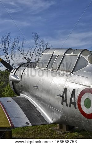 View of aircraft aluminum fuselage with rivets
