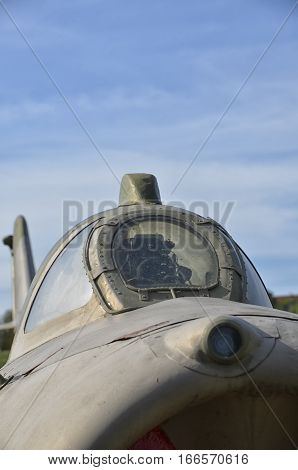 View of the cockpit of the Lim-6b jet fighter