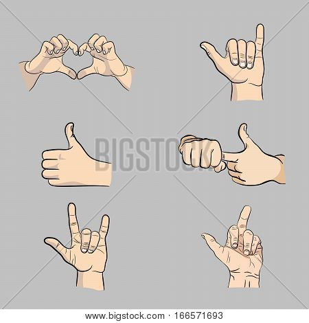 many hands icon six hand different symbol