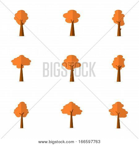 Illustration of tree variuos vector flat collection