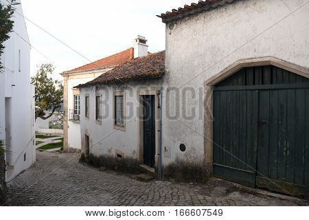Street in the old town of Ourem (Cadeia neighborhood) Beiras region Portugal