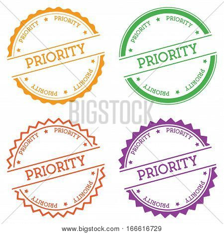 Priority Badge Isolated On White Background. Flat Style Round Label With Text. Circular Emblem Vecto
