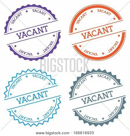 Vacant Badge Isolated On White Background. Flat Style Round Label With Text. Circular Emblem Vector