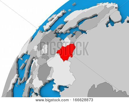 Belarus On Globe In Red
