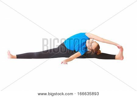 Beautiful Woman Doing Yoguna White Background