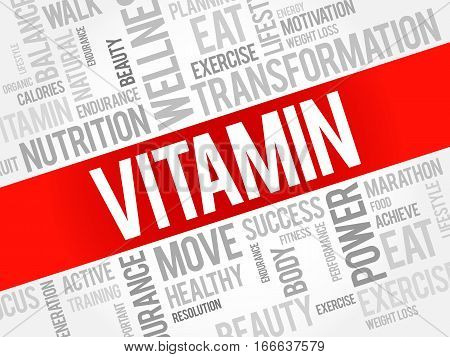 Vitamin Word Cloud, Fitness, Sport