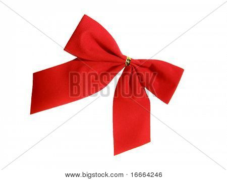 Red gift bow isolated on white background