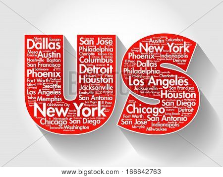 Us Letters With Cities Names Words Cloud