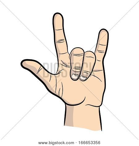 Hand in rock n roll sign, Hand rock gesture. icon rock n roll baby