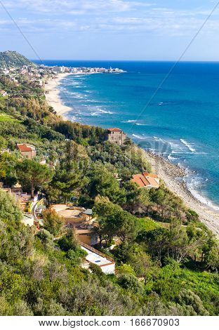 Italy Cilento view of  the  panorama of Acciaroli