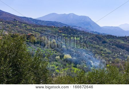 Italy Cilento view of the countryside around Bellosguardo