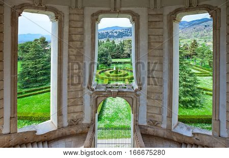 Italy Cilento Padula the flight of steps of the great cloister of the Certosa of San Lorenzo