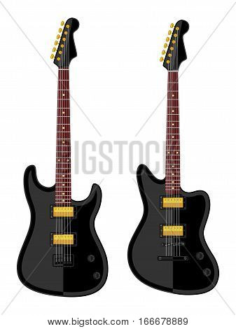 Modern electric guitars. Flat design. Vector illustration.