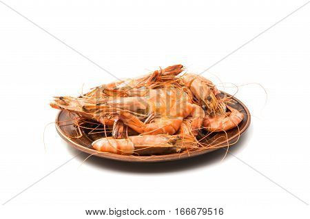 shrimp seafood cooked isolated on white background