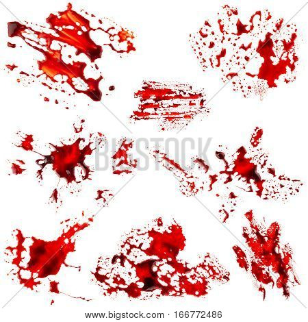 Set of bloodstain isolated on white background