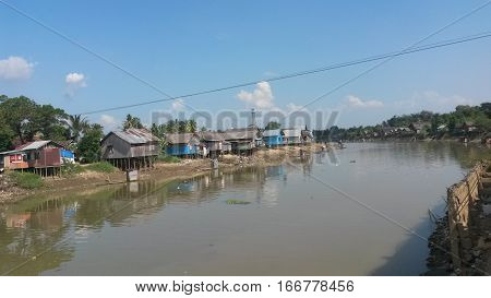 Asian River Suspension Bridge Travel Indonesia Kalimantan Borneo