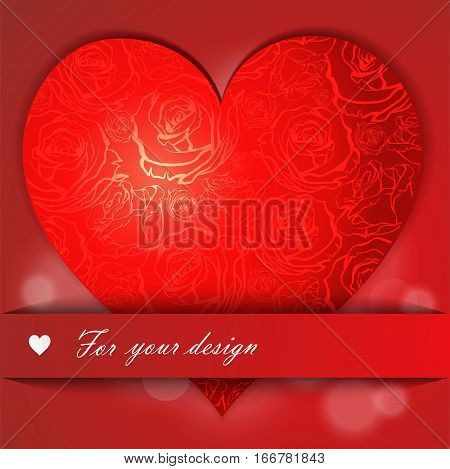 Red Valentine Hearts on floral decorative love background. EPS 10.